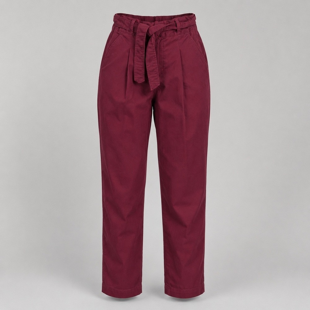 Polo Ralph Lauren Womens Burgundy High Rise Pleated Tapered Belted Pants Size 4